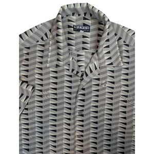 Italian Abstract Geometric Dress Shirt Silky Feel Artwear Mens XL Statement Top